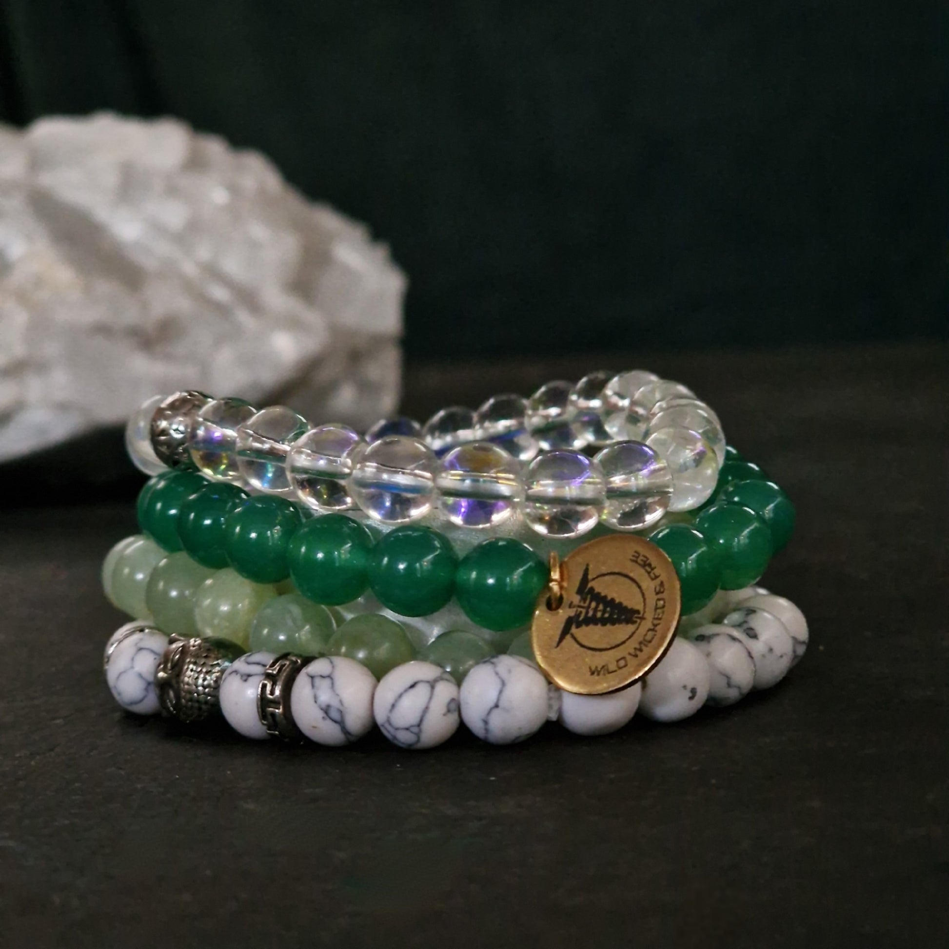 Armbanden set agaat howliet angel aura jade