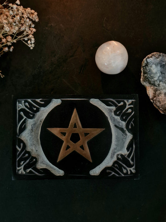 Zeepsteen tarotdoos pentagram